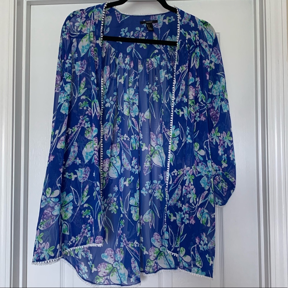 Forever21 Blue Floral Kimono